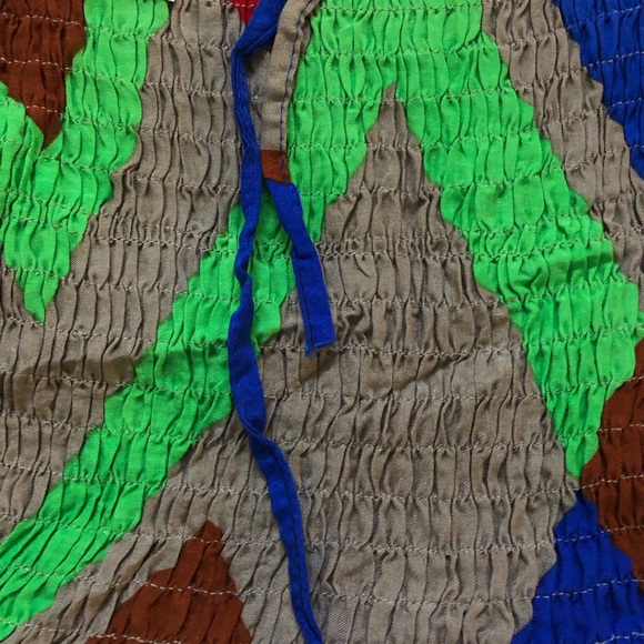 Multicolour Maxi natural Dress stretch wide waist short sleeved open neck - Picture 8 of 10